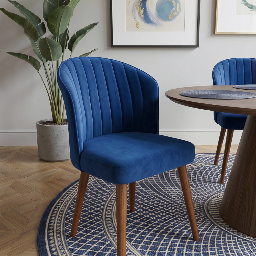 Calvin Dining Chair Set Of 2 - Navy Blue Velvet