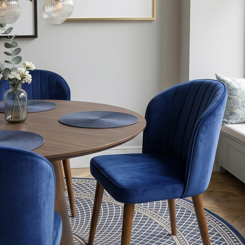 Calvin Dining Chair Set Of 2 - Navy Blue Velvet
