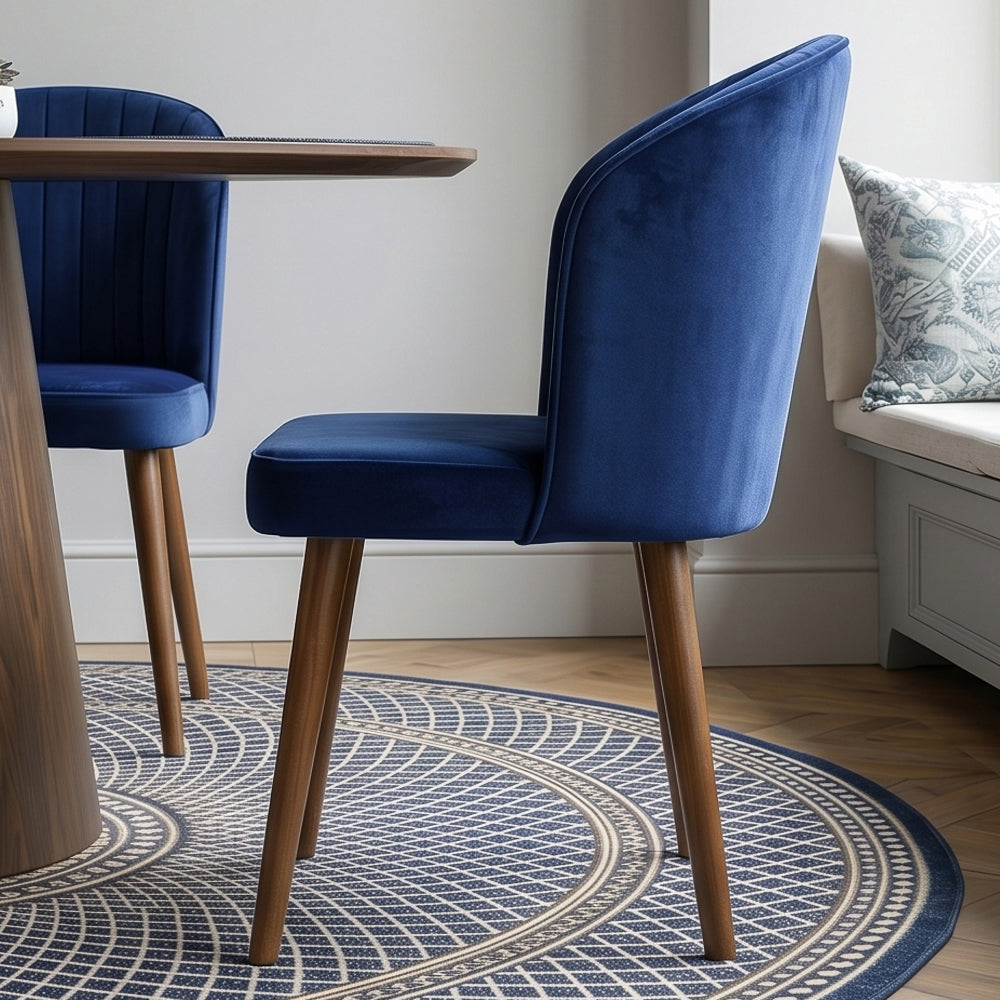 Calvin Dining Chair Set Of 2 - Navy Blue Velvet
