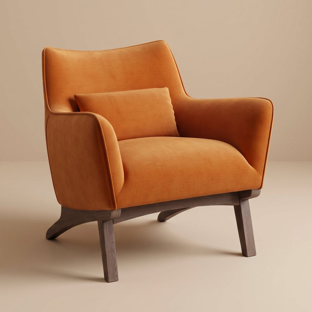 Casper Burnt Orange Velvet Lounge Chair - MidinMod