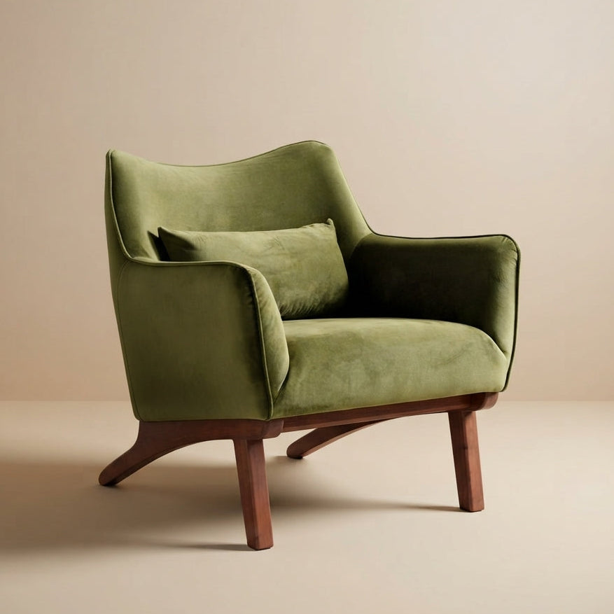 Casper Modern Olive Green Velvet Lounge Chair | MidinMod
