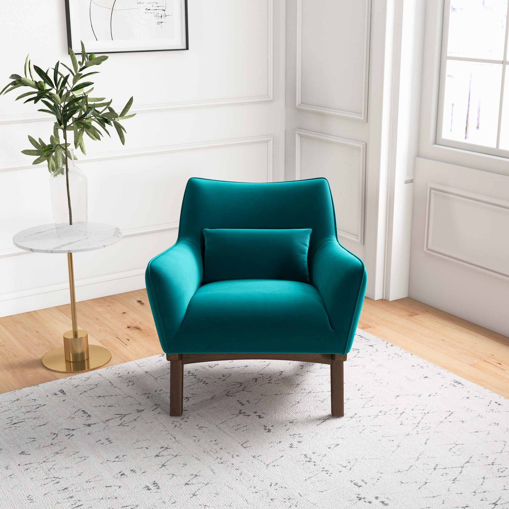 Casper Modern Turquoise Velvet Lounge Chair | MidinMod
