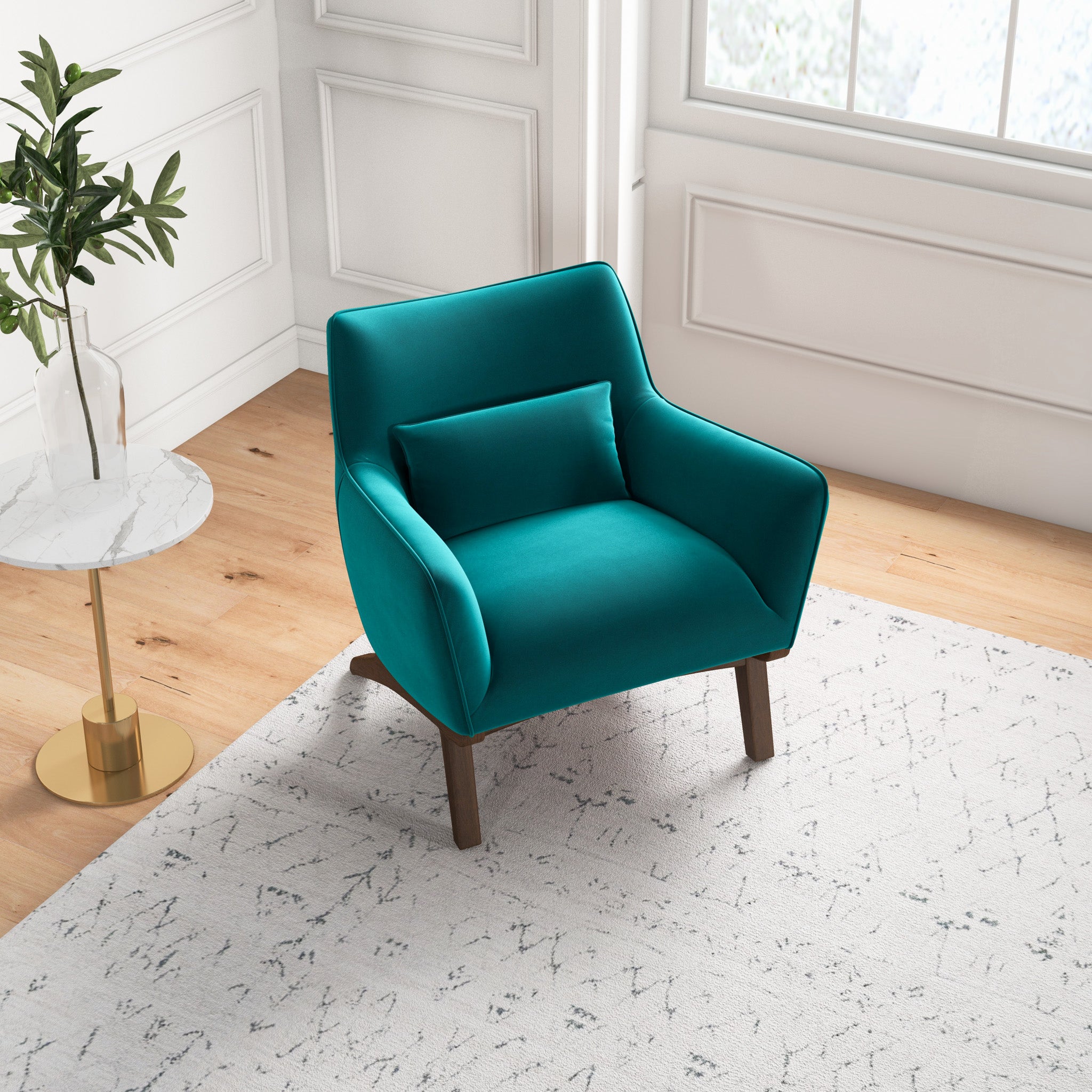 Casper Modern Turquoise Velvet Lounge Chair | MidinMod