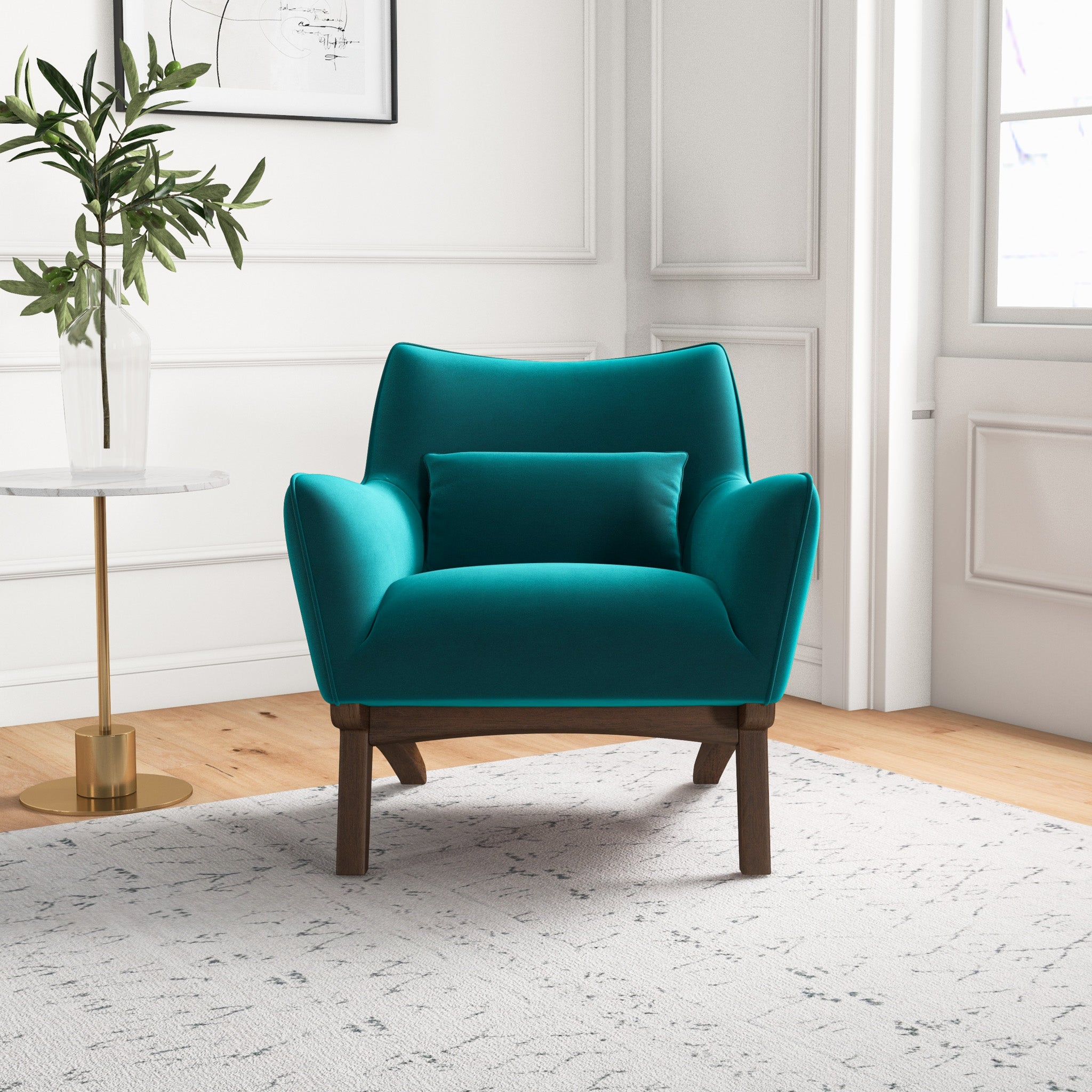 Casper Modern Turquoise Velvet Lounge Chair | MidinMod