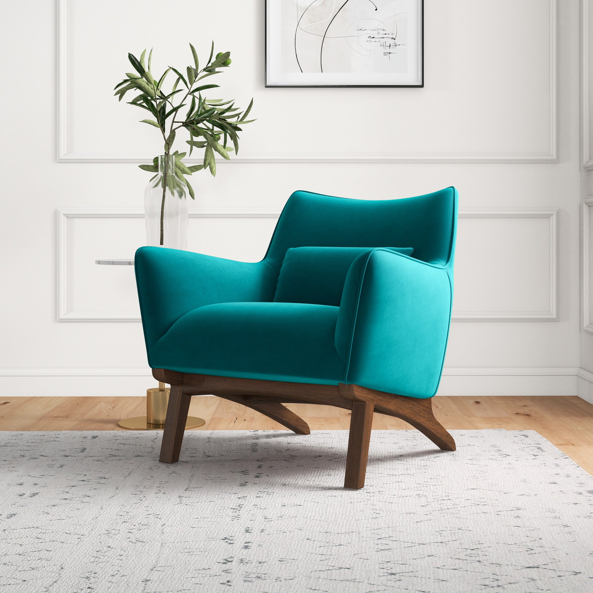 Casper Modern Turquoise Velvet Lounge Chair | MidinMod