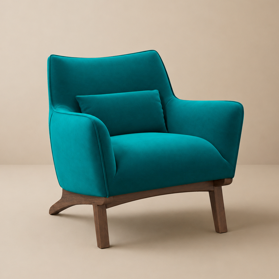 Casper Modern Turquoise Velvet Lounge Chair | MidinMod