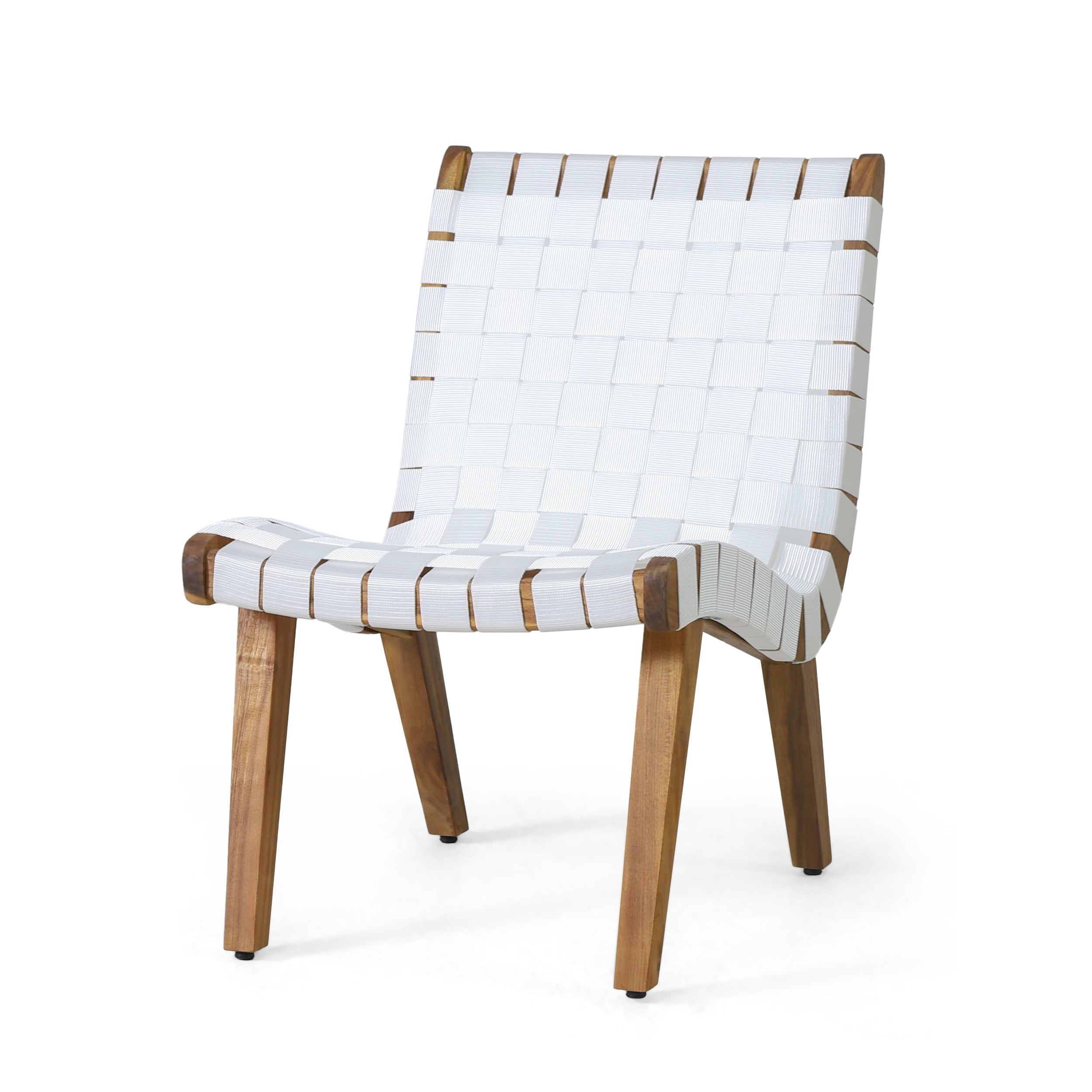 Chablo White Acacia Wood Rope Weave Outdoor Lounge Chair Set (2 Pieces) - MidinMod