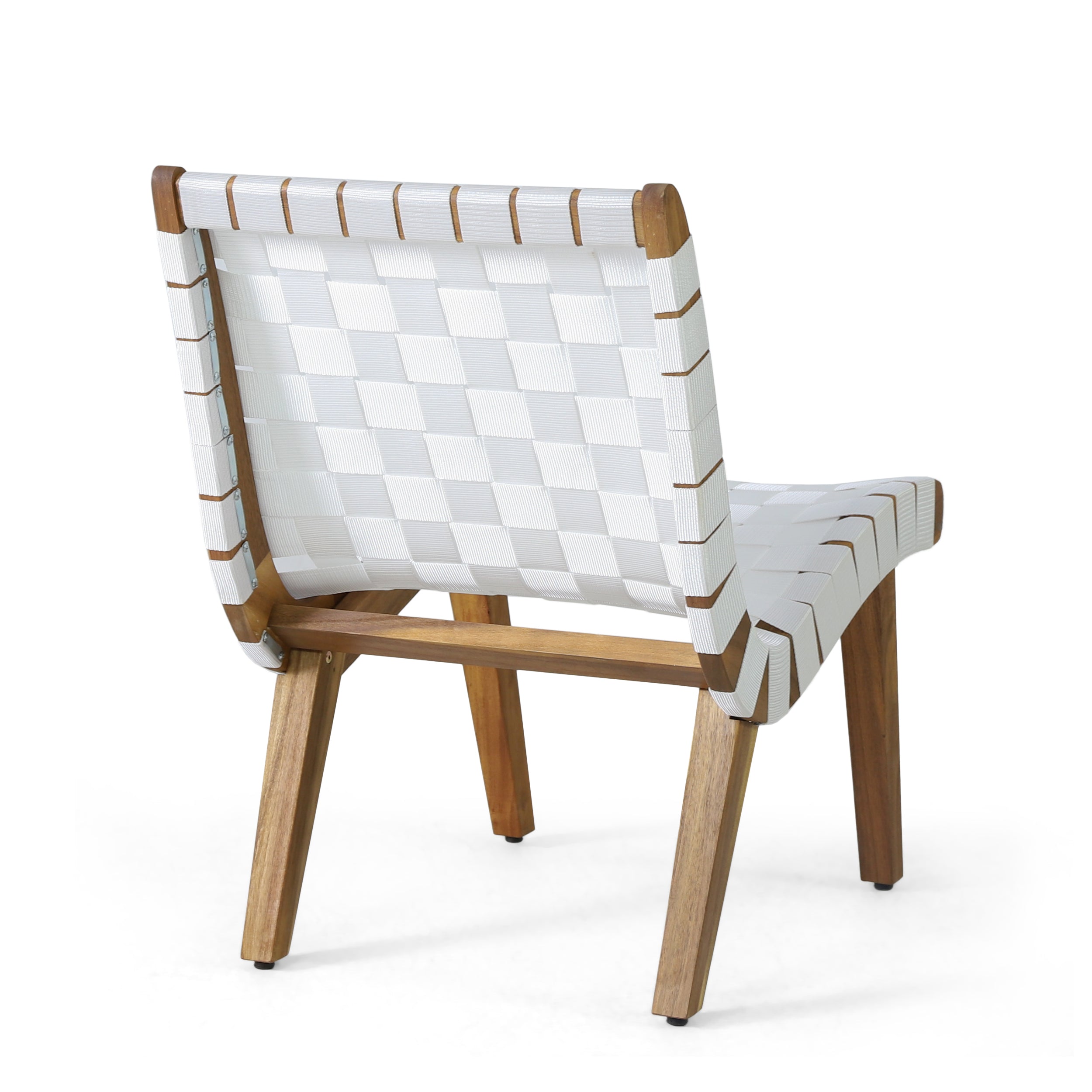 Chablo White Acacia Wood Rope Weave Outdoor Lounge Chair Set (2 Pieces) - MidinMod