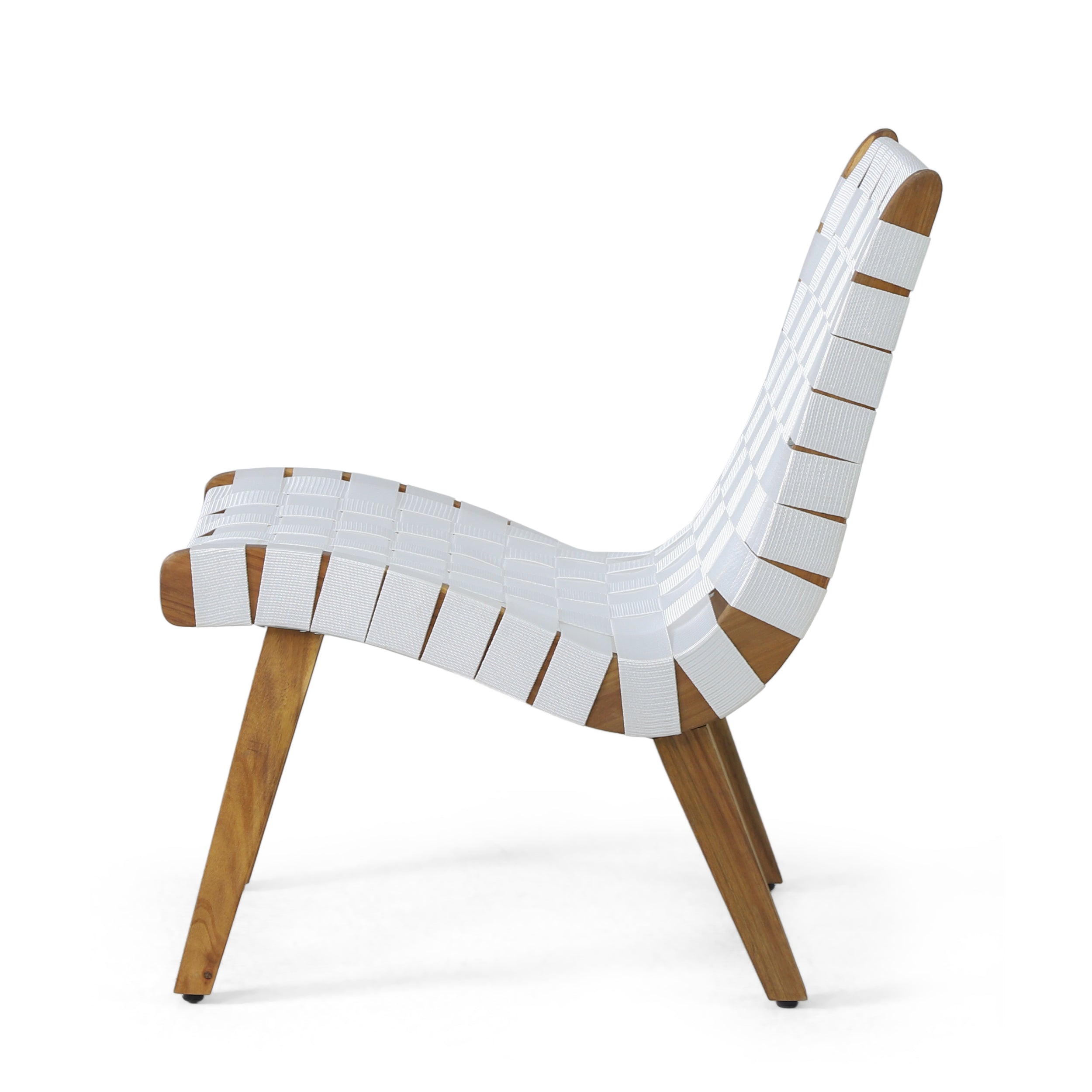 Chablo White Acacia Wood Rope Weave Outdoor Lounge Chair Set (2 Pieces) - MidinMod