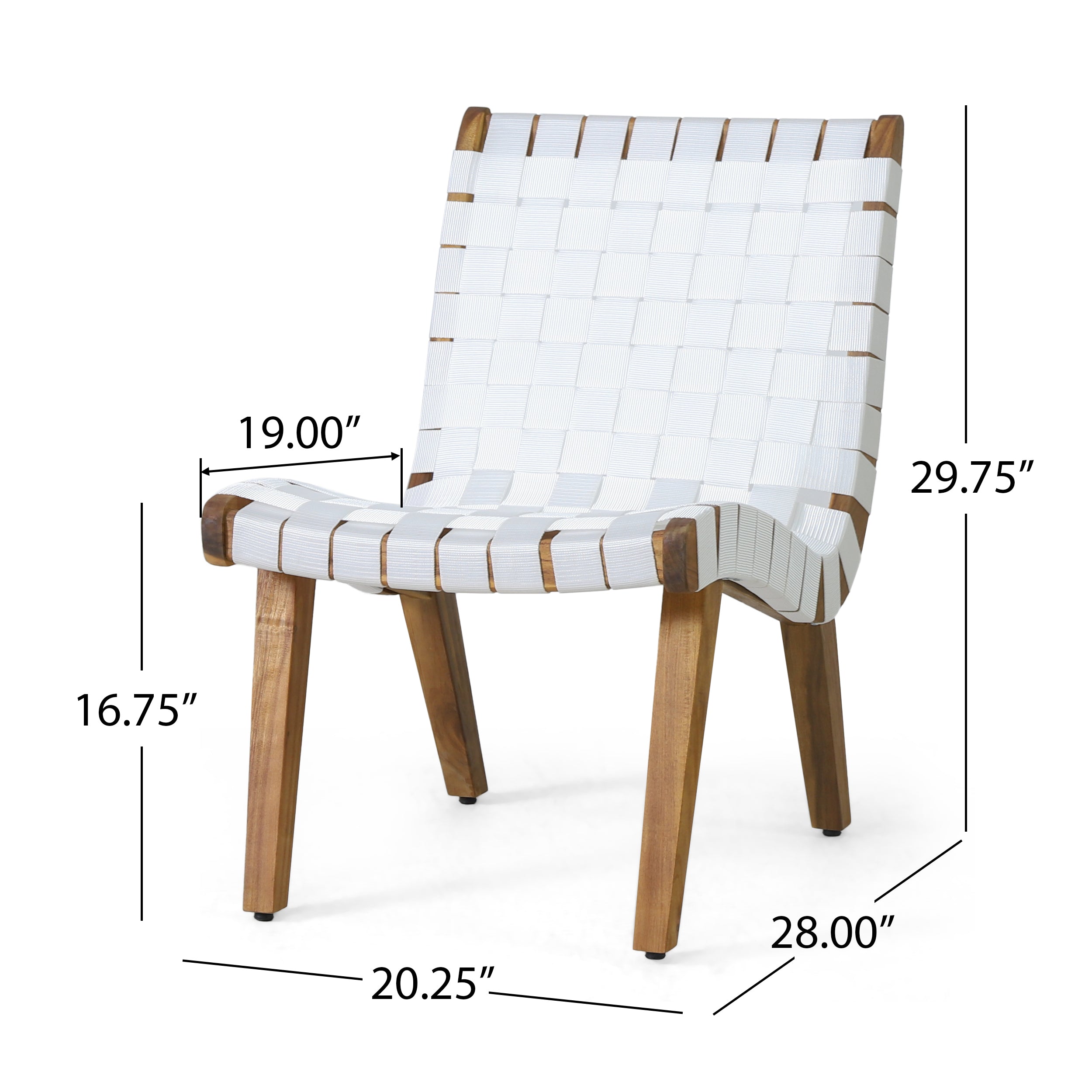 Chablo White Acacia Wood Rope Weave Outdoor Lounge Chair Set (2 Pieces) - MidinMod
