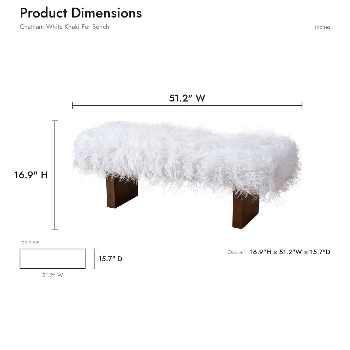 Chatham Japandi Style White Khaki Fur Bench | MidinMod