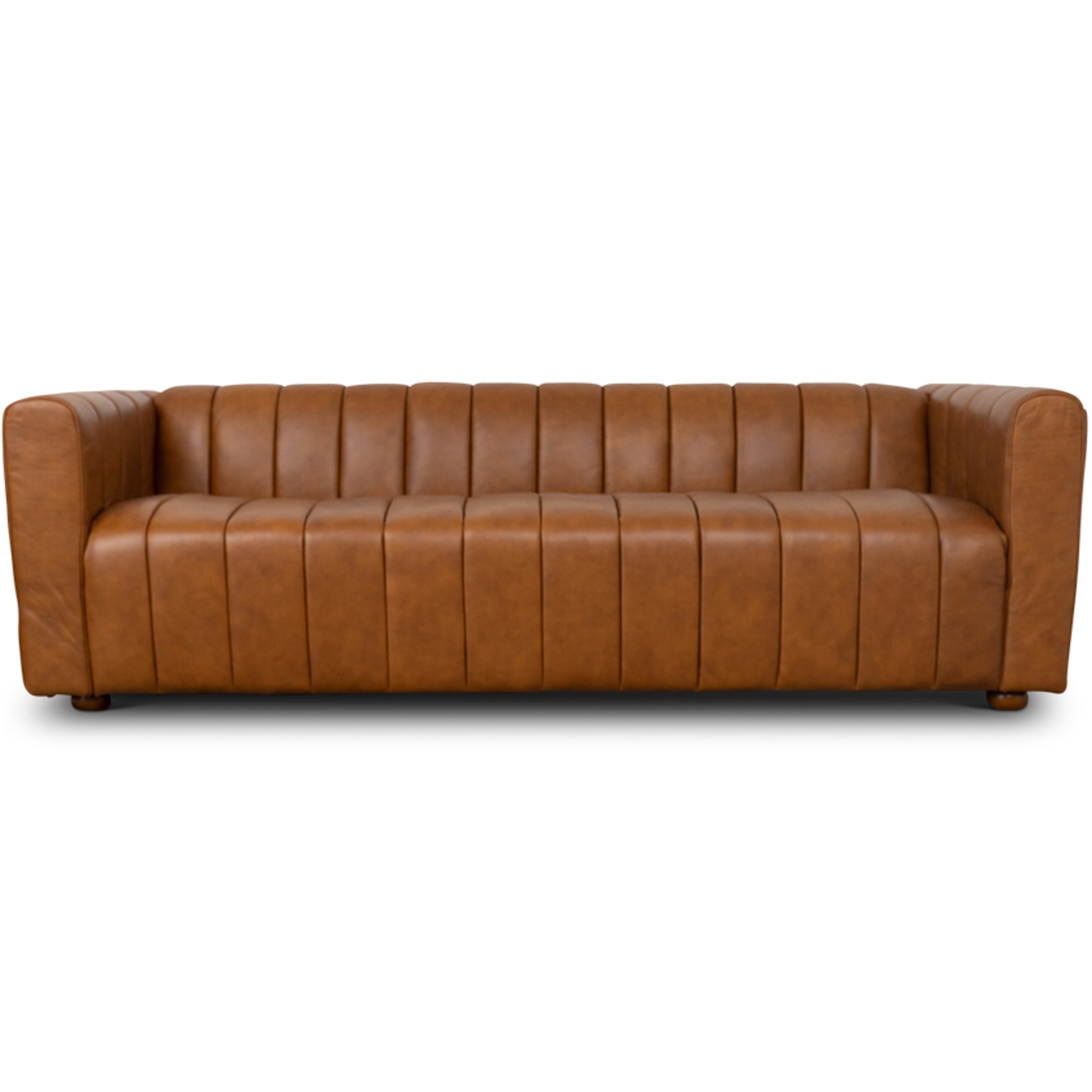 Clara Mid-Century Modern Cognac Top-Grain Leather Sofa | MidinMod