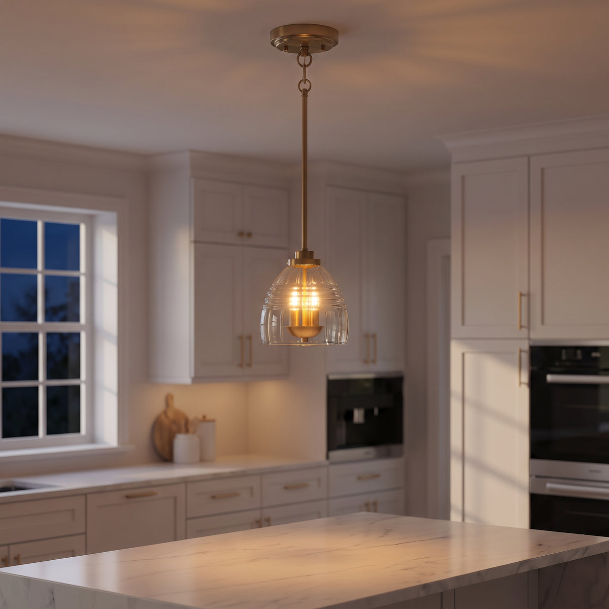 Ember 3-Light Candle Chain Pendant | Satin Brass with Clear Glass | MidinMod