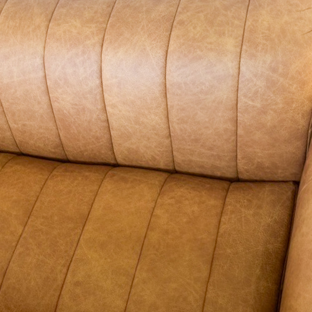 Eve Retro Modern Tan Top-Grain Leather Sofa | MidinMod
