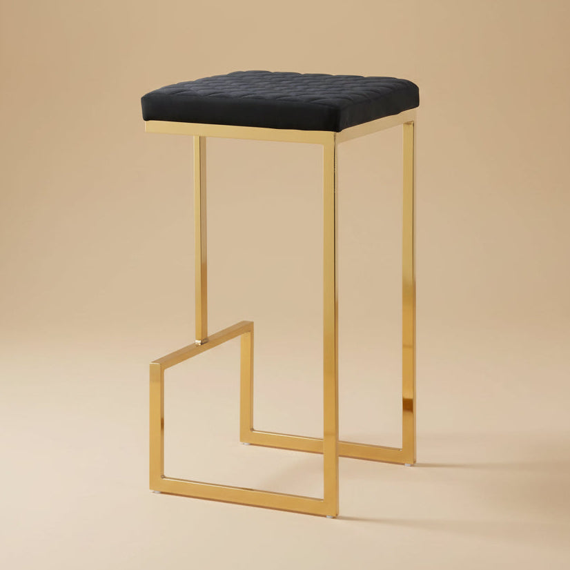 Felicia Mid-Century Modern Black Velvet Bar Stool | MidinMod