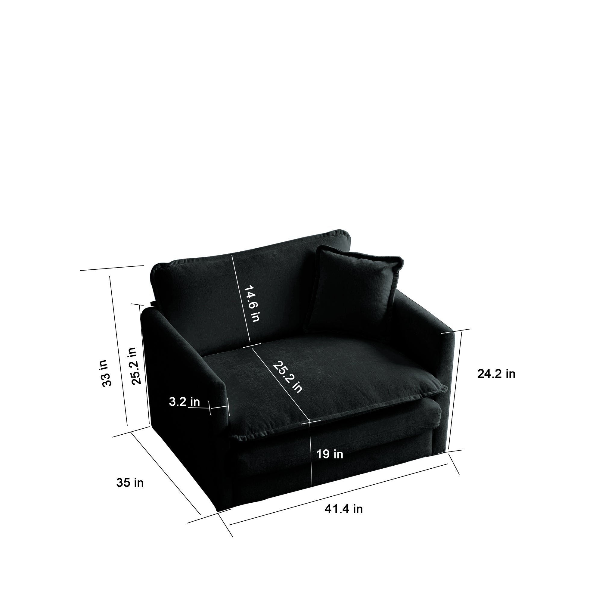 Ferda Black Chenille 4-Seat Modular Sofa Set - MidinMod