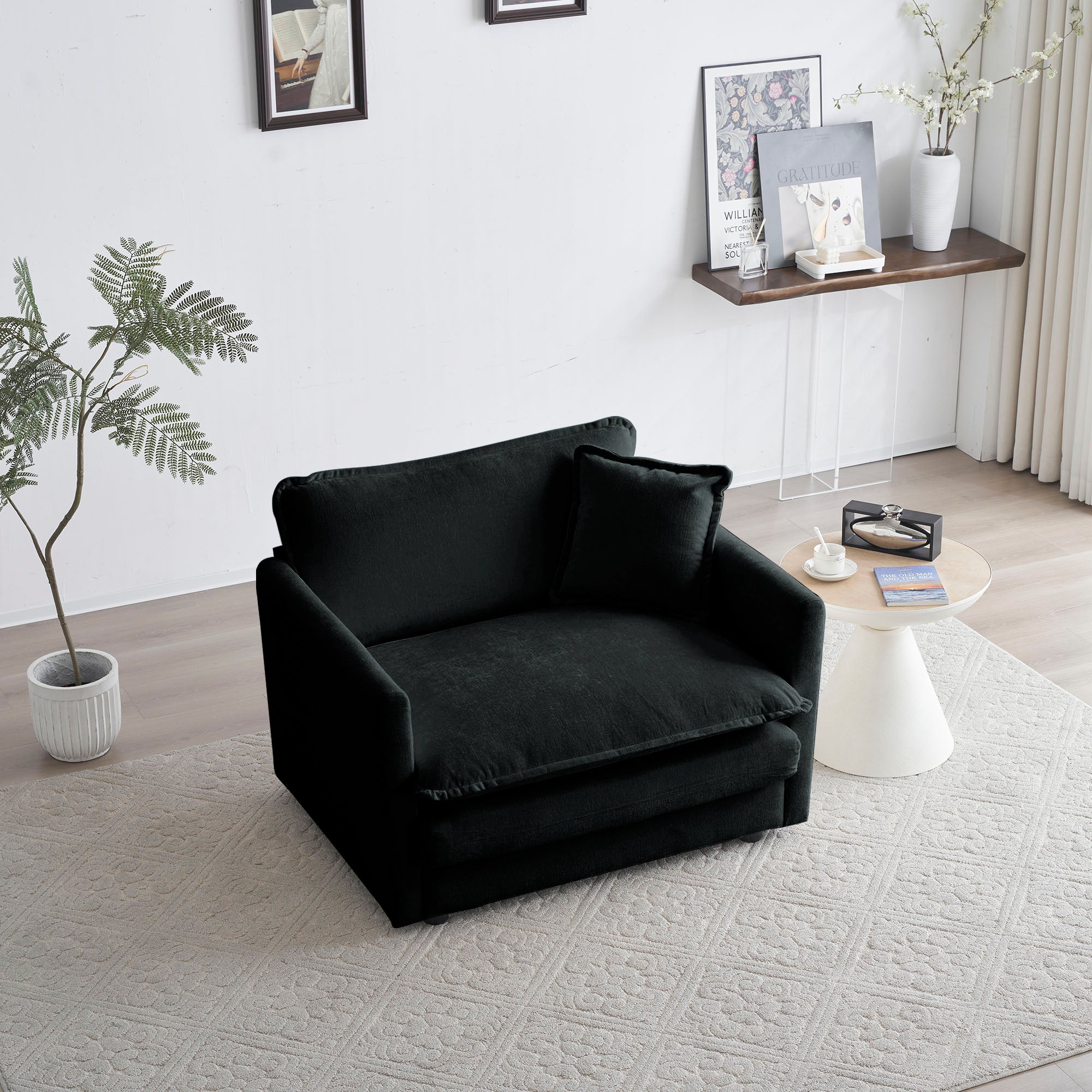 Ferda Black Chenille 4-Seat Modular Sofa Set - MidinMod