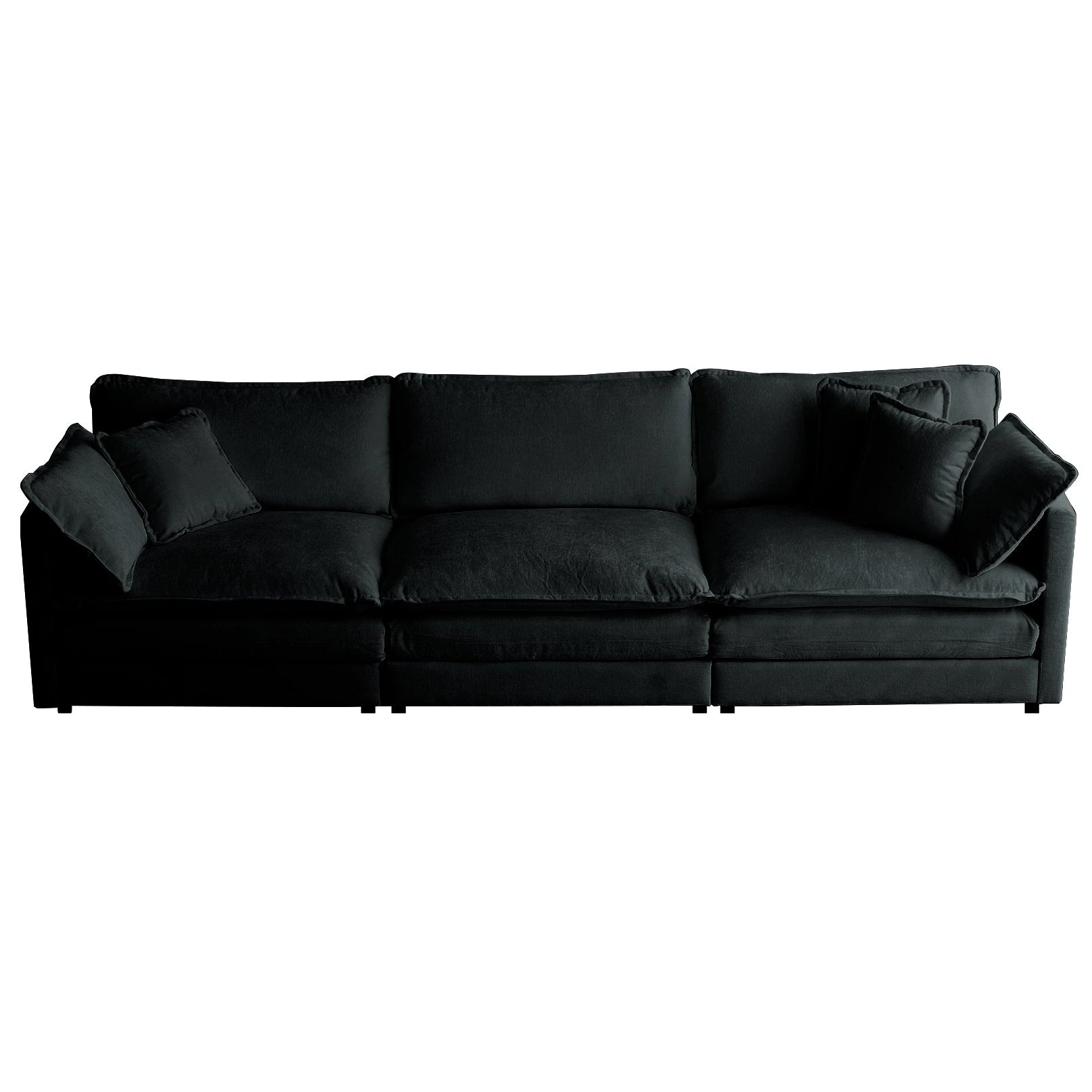Ferda Black Chenille 4-Seat Modular Sofa Set - MidinMod