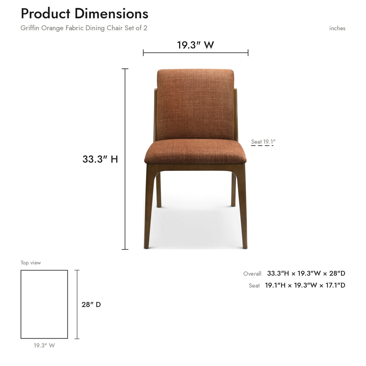 Griffin Orange Fabric Upholstered Dining Chair | MidinMod