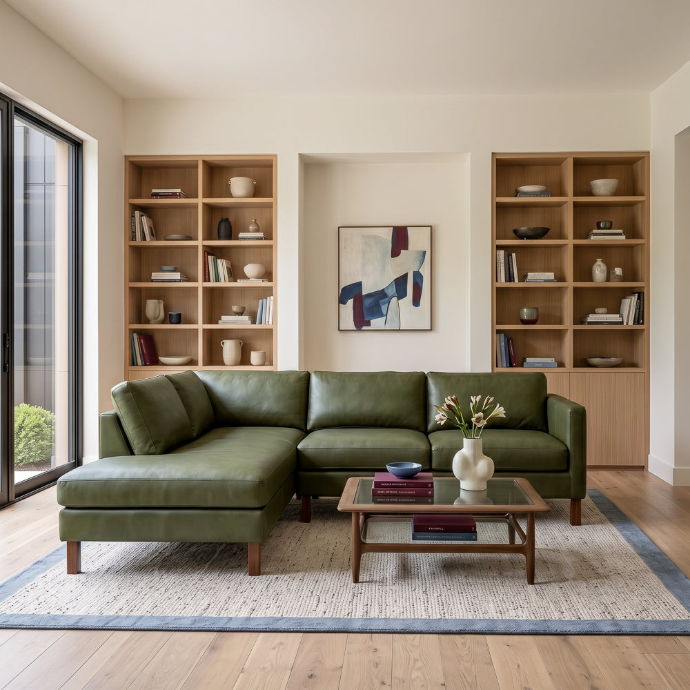 Hawthorne Top Grain Leather Sectional Sofa & Chaise | MidinMod