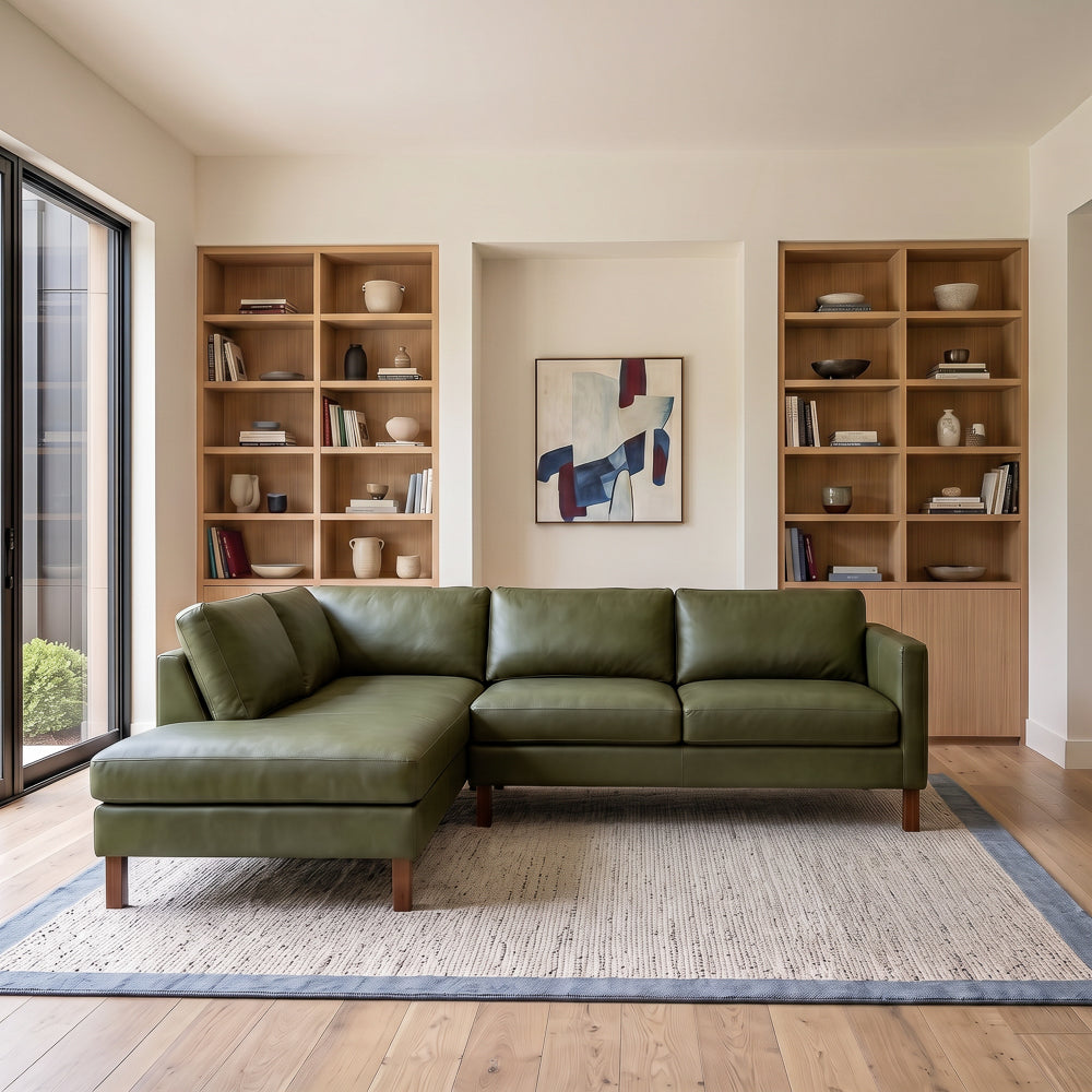 Hawthorne Top Grain Leather Sectional Sofa & Chaise | MidinMod