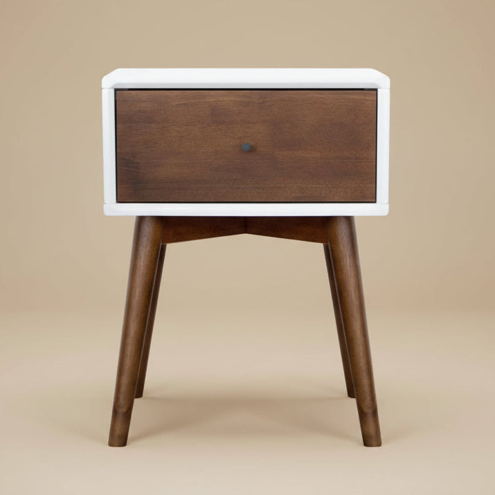 Hayes White Solid Wood Base Nightstand