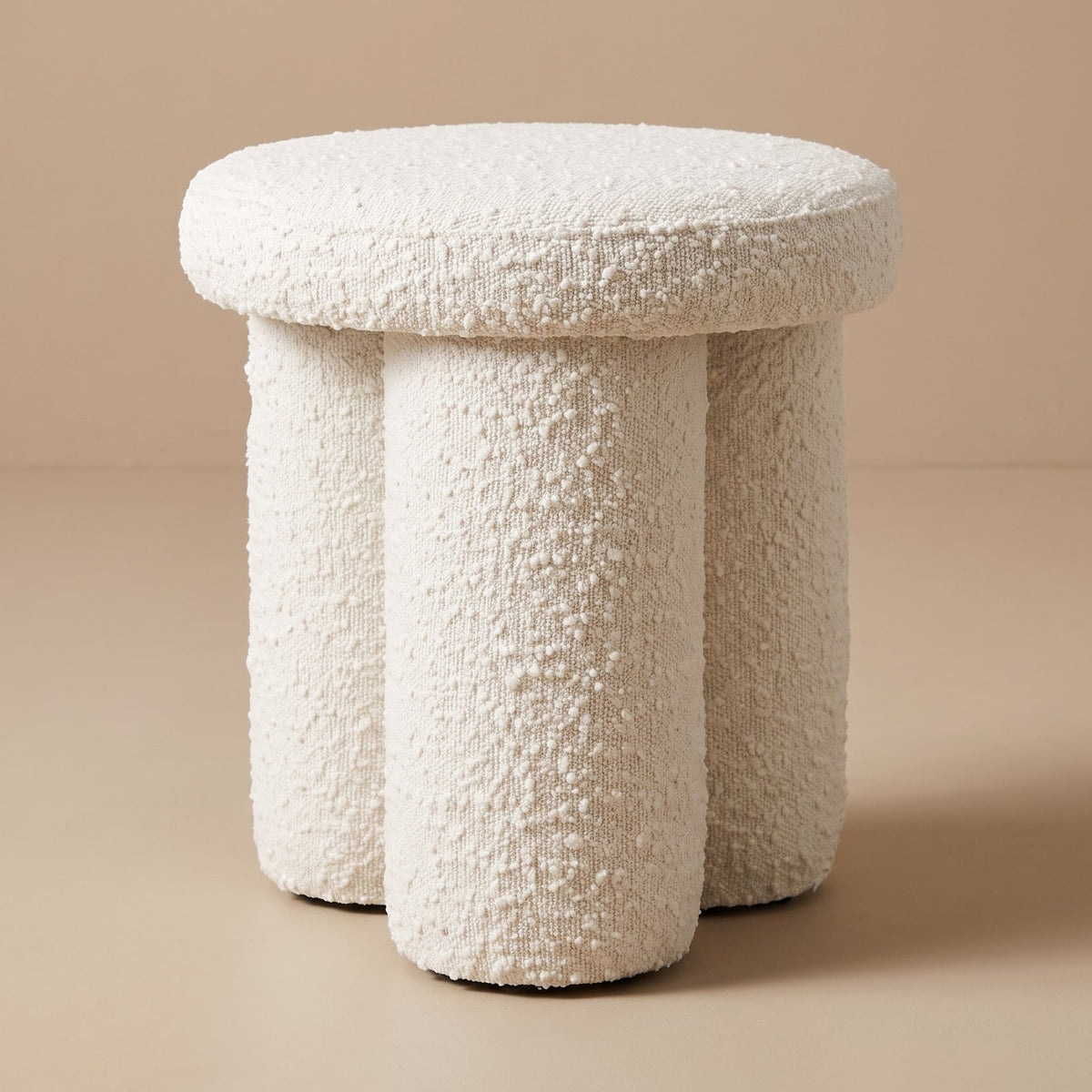 Hico Modern Japandi Boucle Stool – Minimalist Cylinder Ottoman | MidinMod