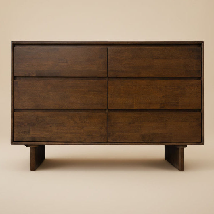 Hudson 6-Drawer Mid-Century Modern Solid Wood Dresser in Walnut | MidinMod
