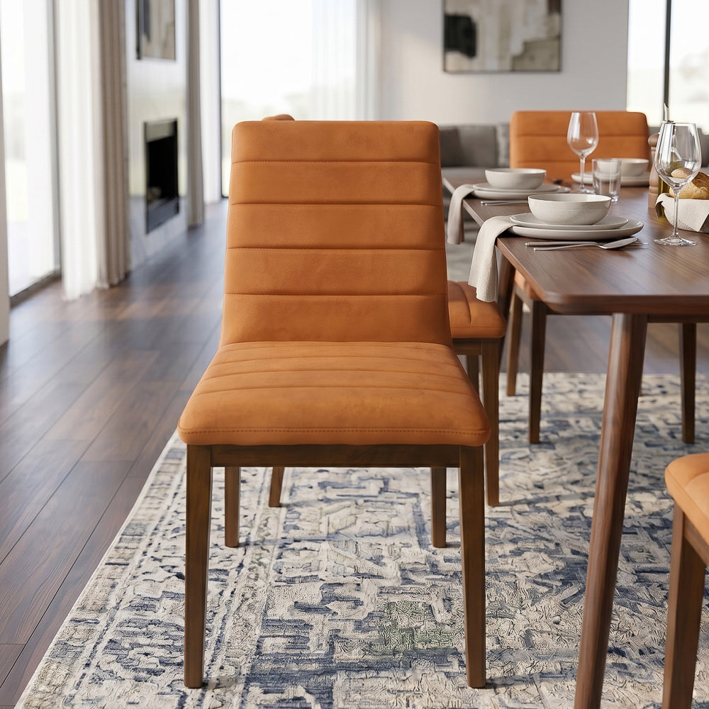 Isley Burnt Orange Velvet Dining Chair Set | Mid-Century Modern Dining Chairs | MidinMod