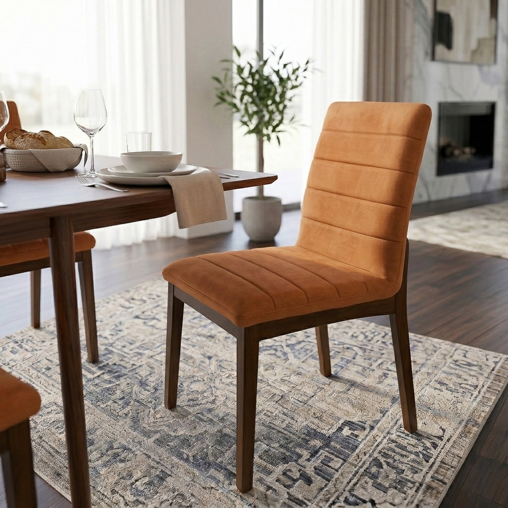 Isley Burnt Orange Velvet Dining Chair Set | Mid-Century Modern Dining Chairs | MidinMod