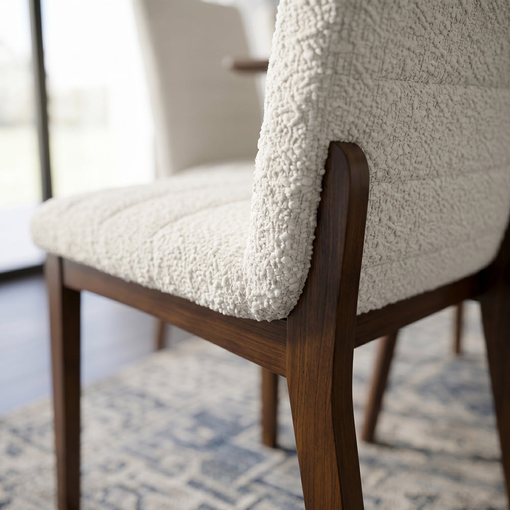 Isley White Boucle Dining Chair Set | Mid-Century Modern Dining Chairs | MidinMod