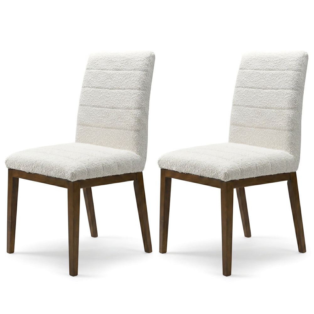 Isley White Boucle Dining Chair Set | Mid-Century Modern Dining Chairs | MidinMod