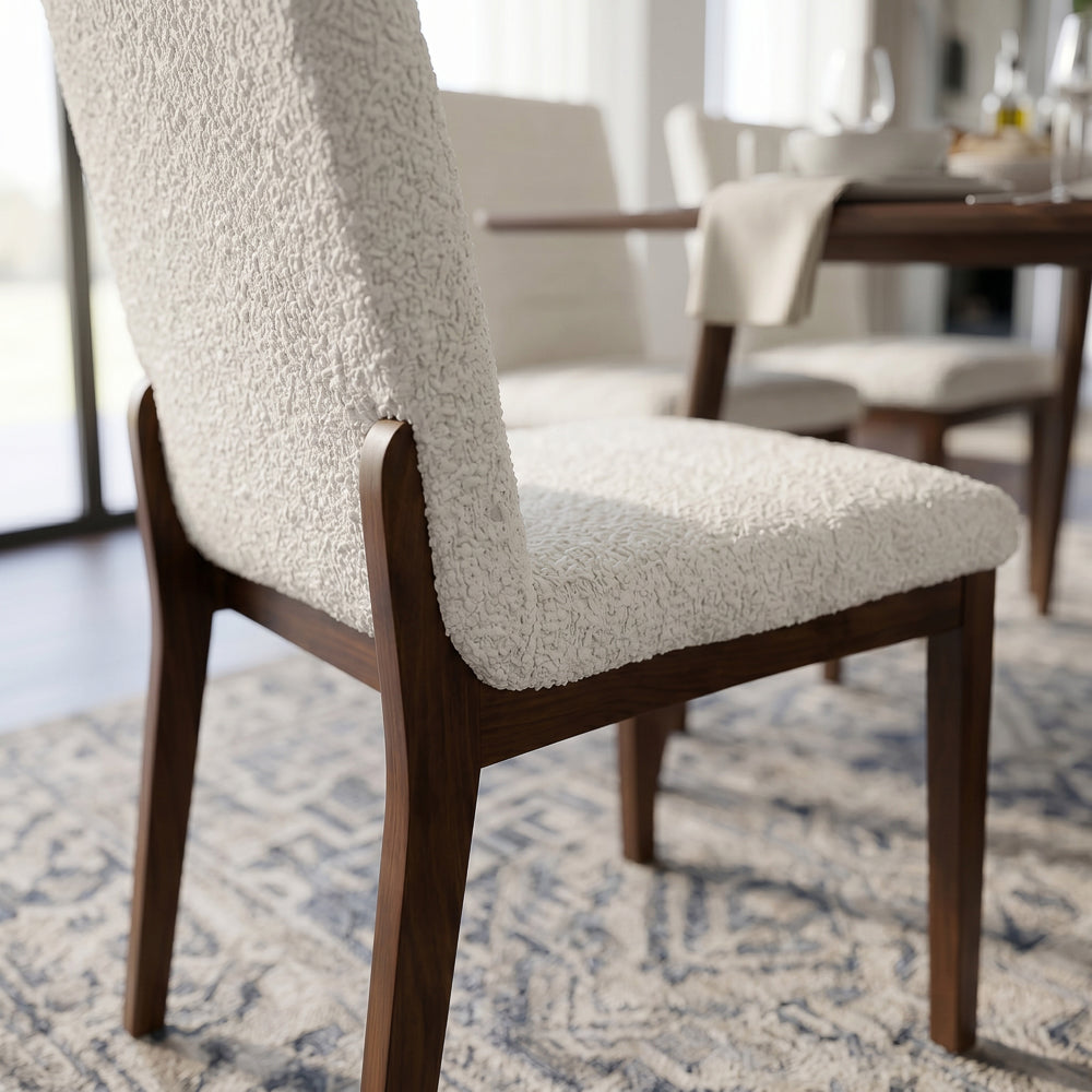 Isley White Boucle Dining Chair Set | Mid-Century Modern Dining Chairs | MidinMod