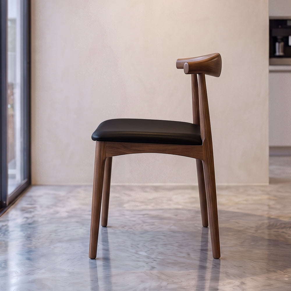 Juliet Black Vegan Leather Dining Chair Set | Danish-Inspired Mid-Century Design | MidinMod