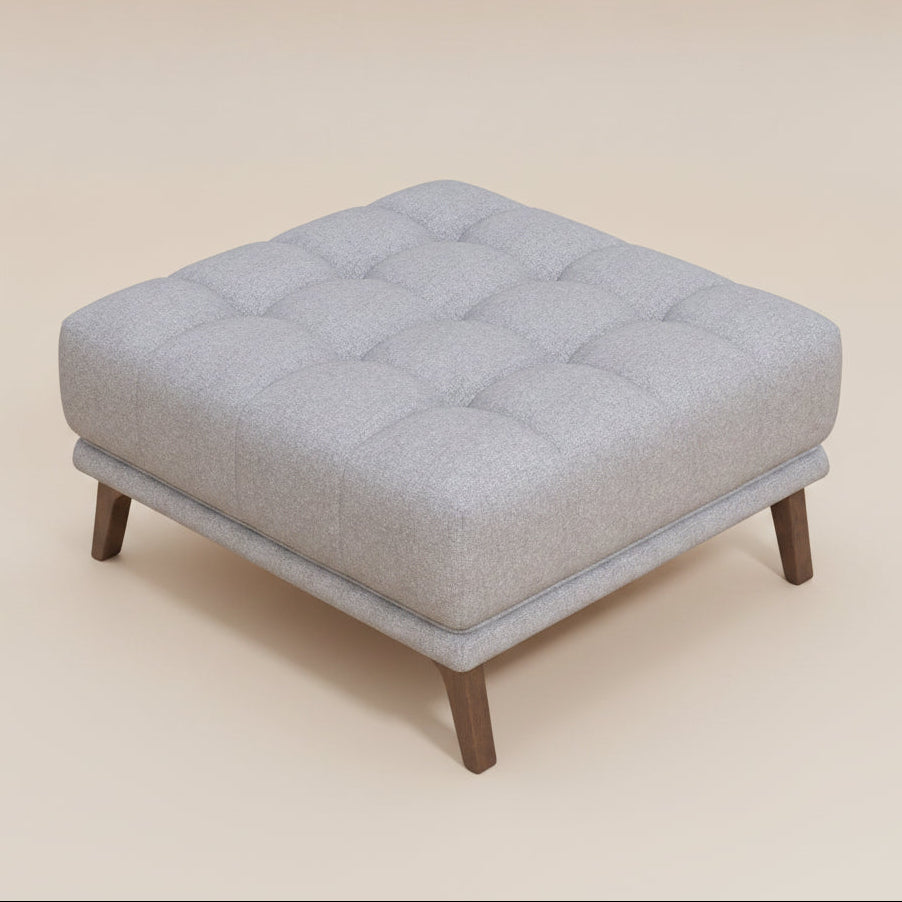 Kano Light Gray Fabric Ottoman with Walnut Wood Legs | MidinMod