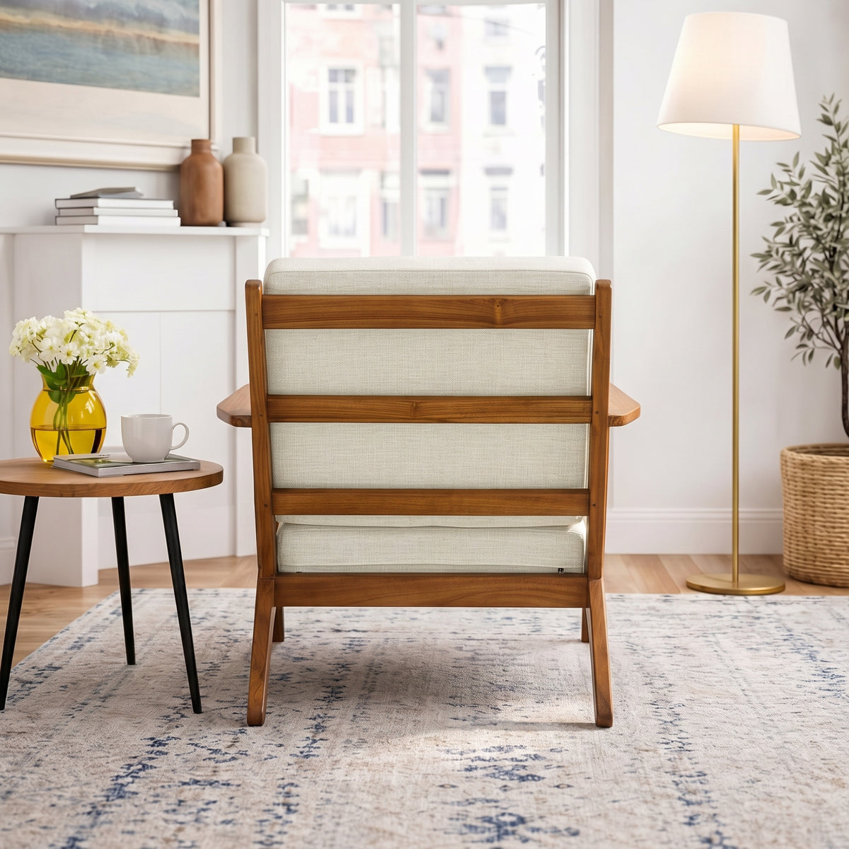 Kyle Modern Cream Fabric Upholstered Lounge Chair | MidinMod