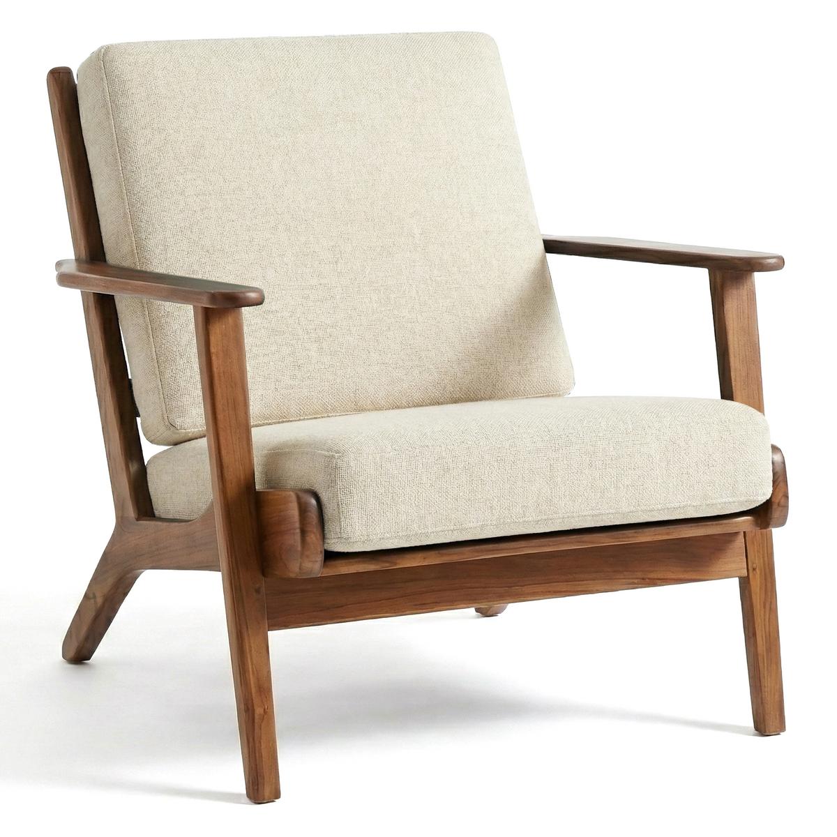Kyle Modern Cream Fabric Upholstered Lounge Chair | MidinMod