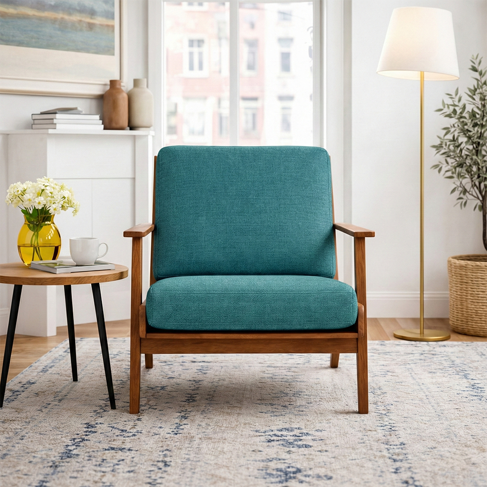 Kyle Modern Teal Fabric Upholstered Lounge Chair | MidinMod