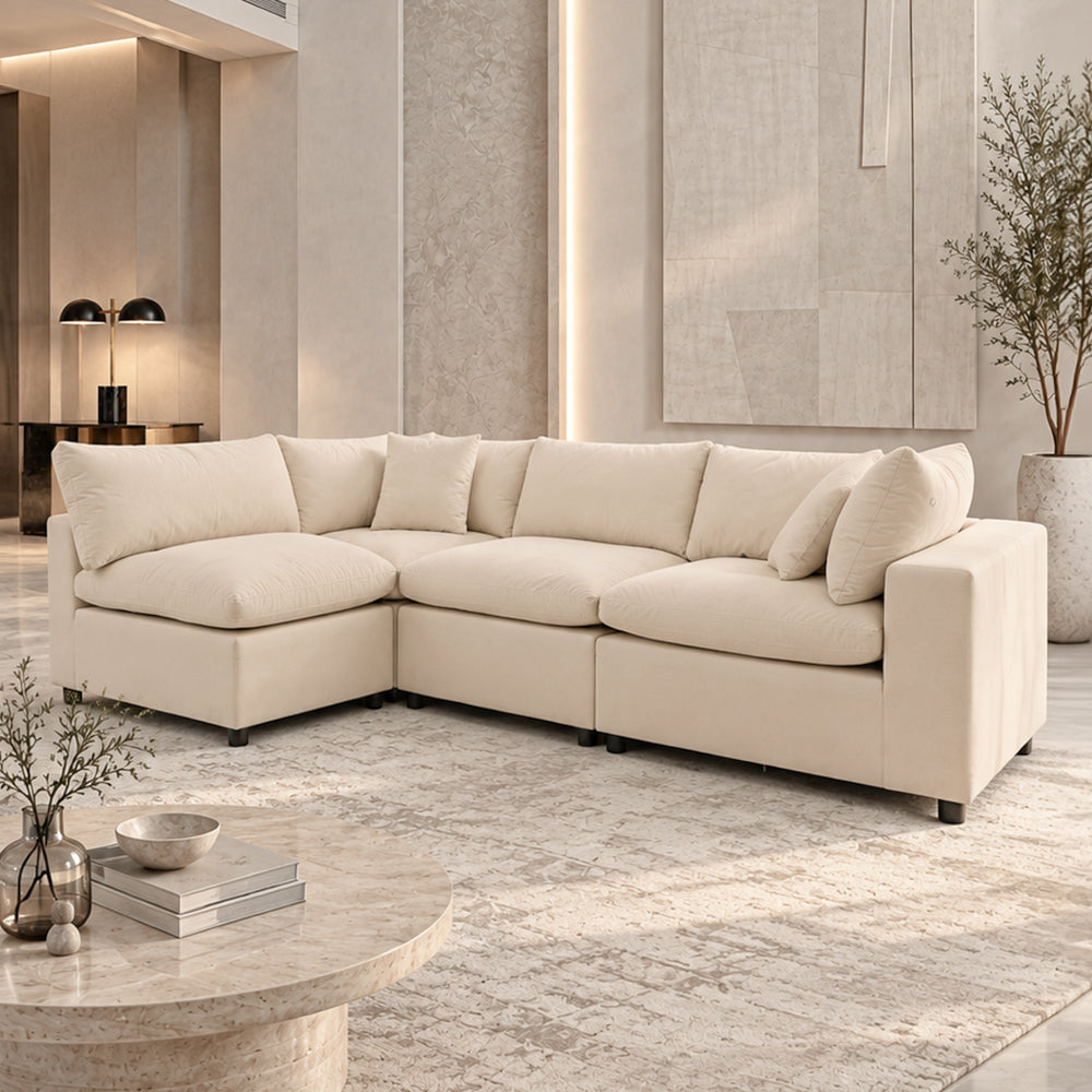 Laurel 6-Piece Modular Velvet Sectional Sofa – Olive Green | MidinMod