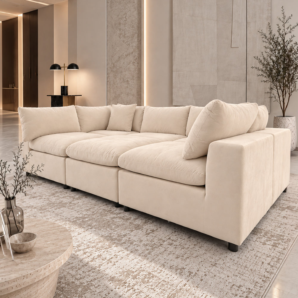 Laurel 6-Piece Modular Velvet Sectional Sofa – Olive Green | MidinMod