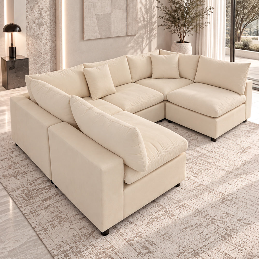Laurel 6-Piece Modular Velvet Sectional Sofa – Olive Green | MidinMod