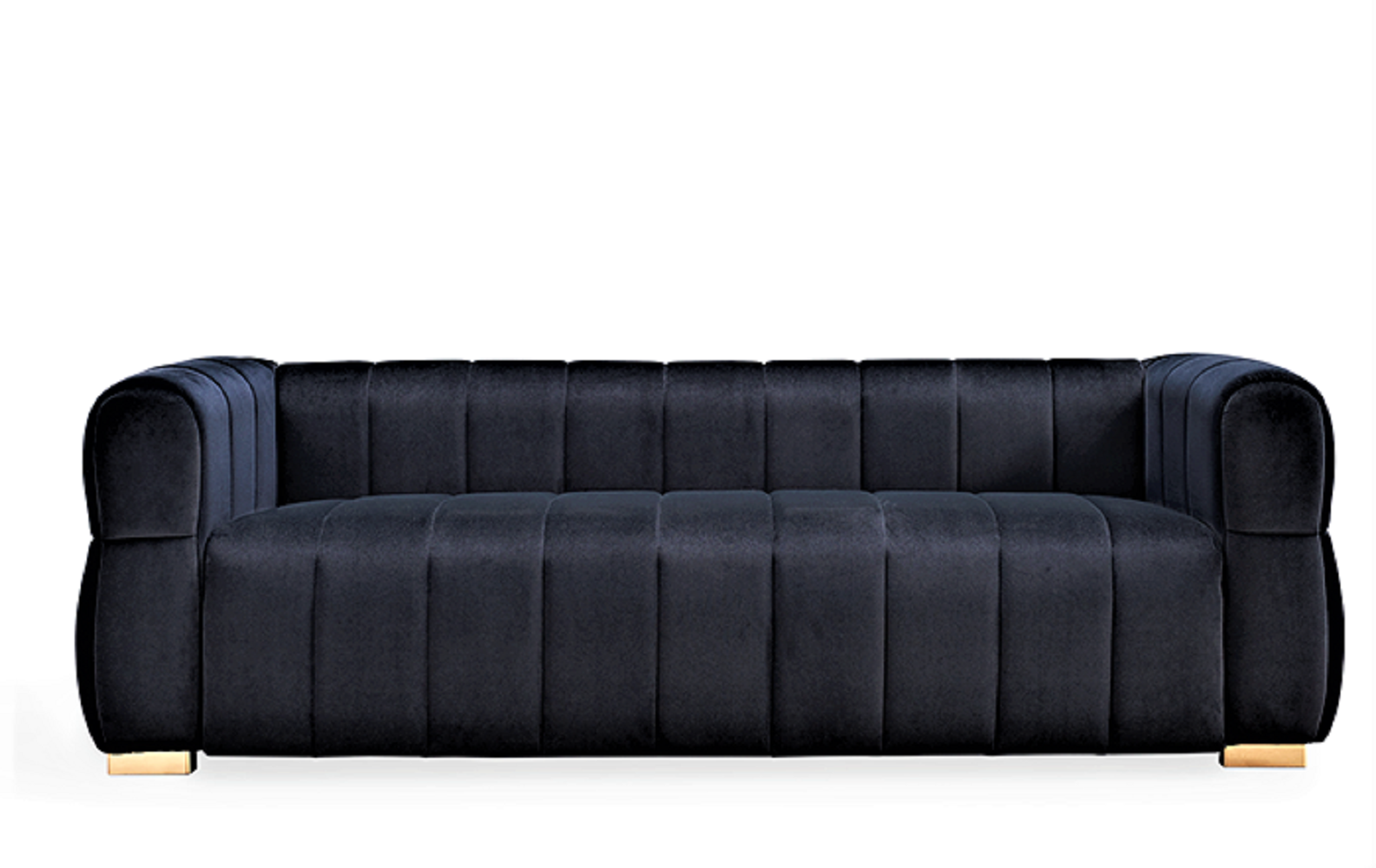 Luka Black Velvet Tufted 3-Seater Art Deco Sofa - MidinMod