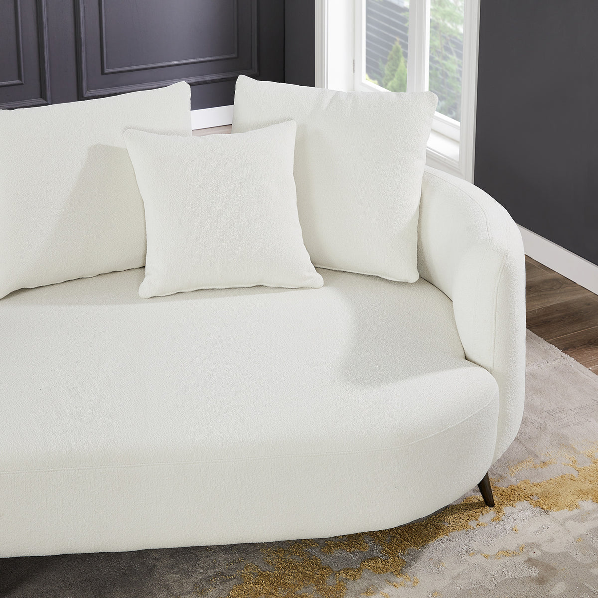 Lusia Ivory Boucle Sectional Sofa Right - MidinMod
