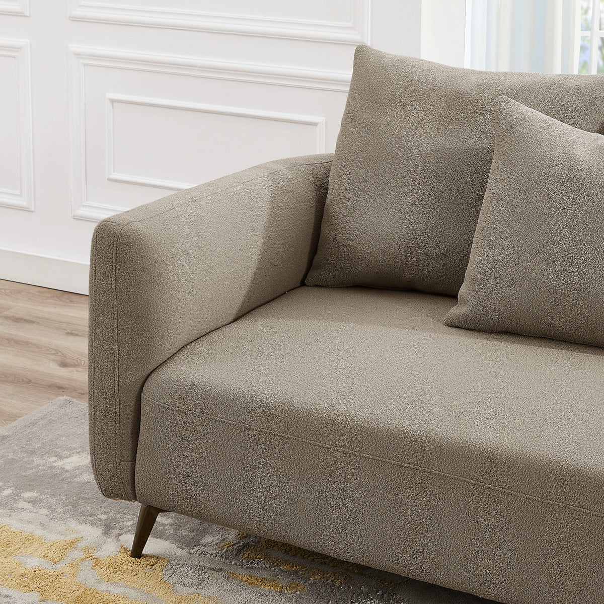 Lusia Boucle Sectional Sofa Mocha Right - MidinMod
