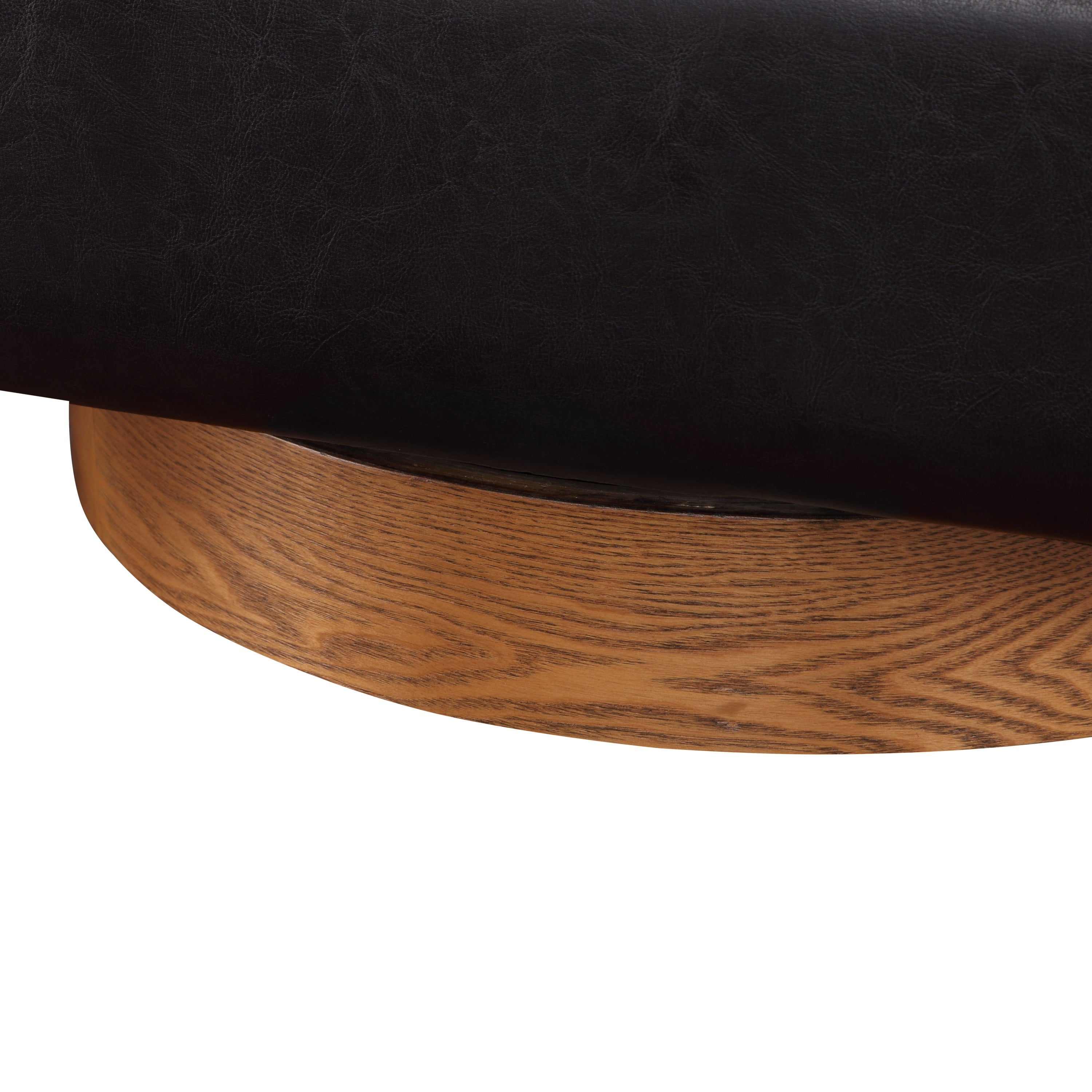Maisy Brown Faux Leather Wood Base Barrel Swivel Chair - MidinMod