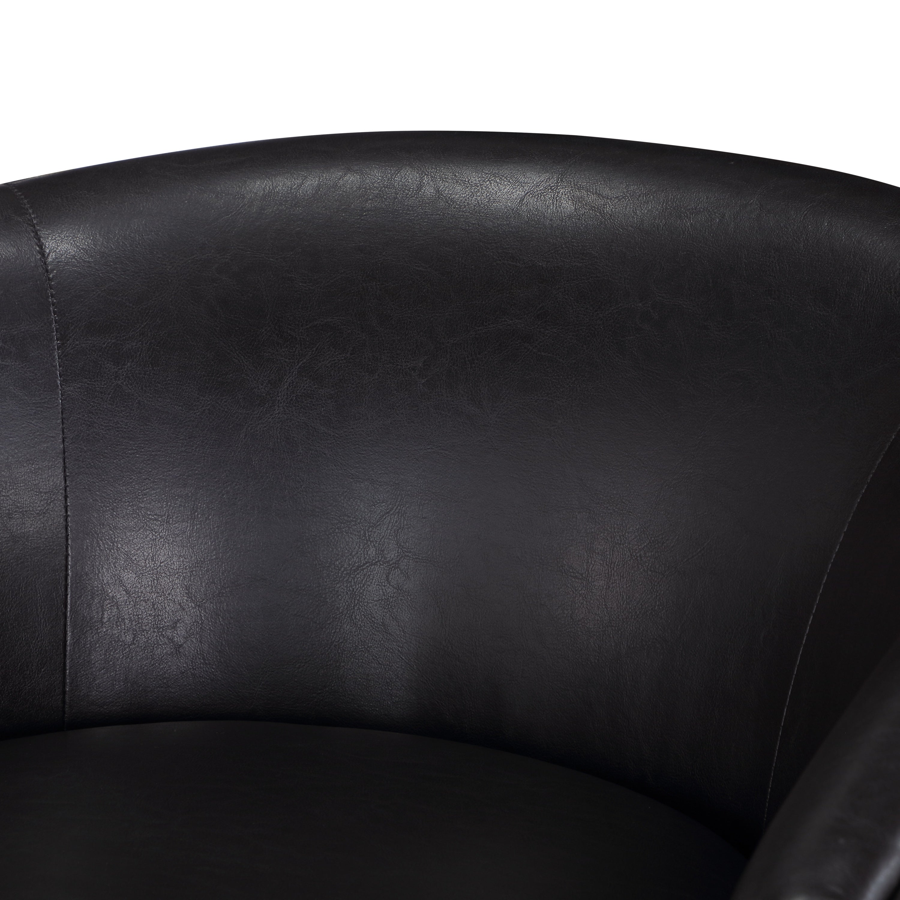 Maisy Brown Faux Leather Wood Base Barrel Swivel Chair - MidinMod
