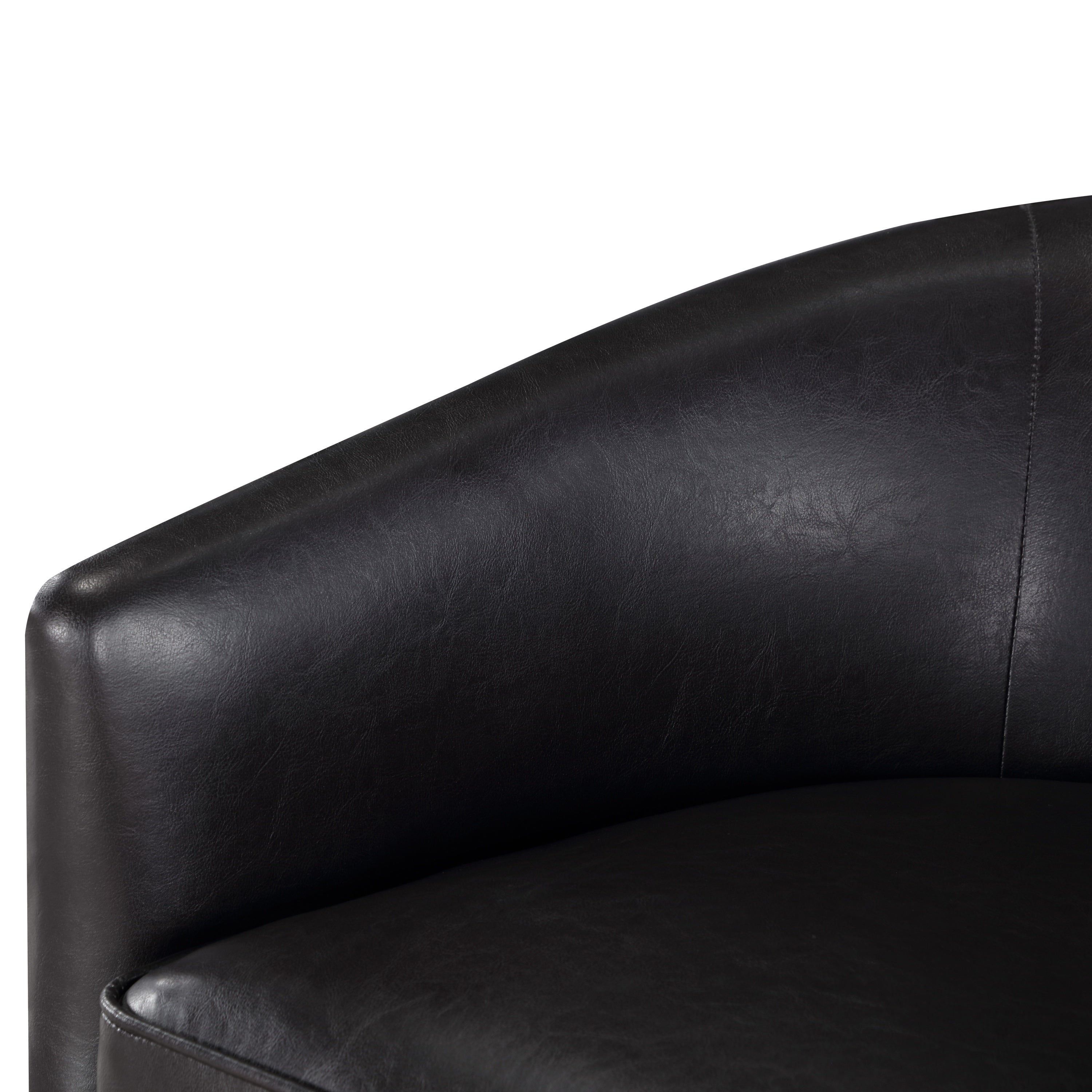 Maisy Brown Faux Leather Wood Base Barrel Swivel Chair - MidinMod