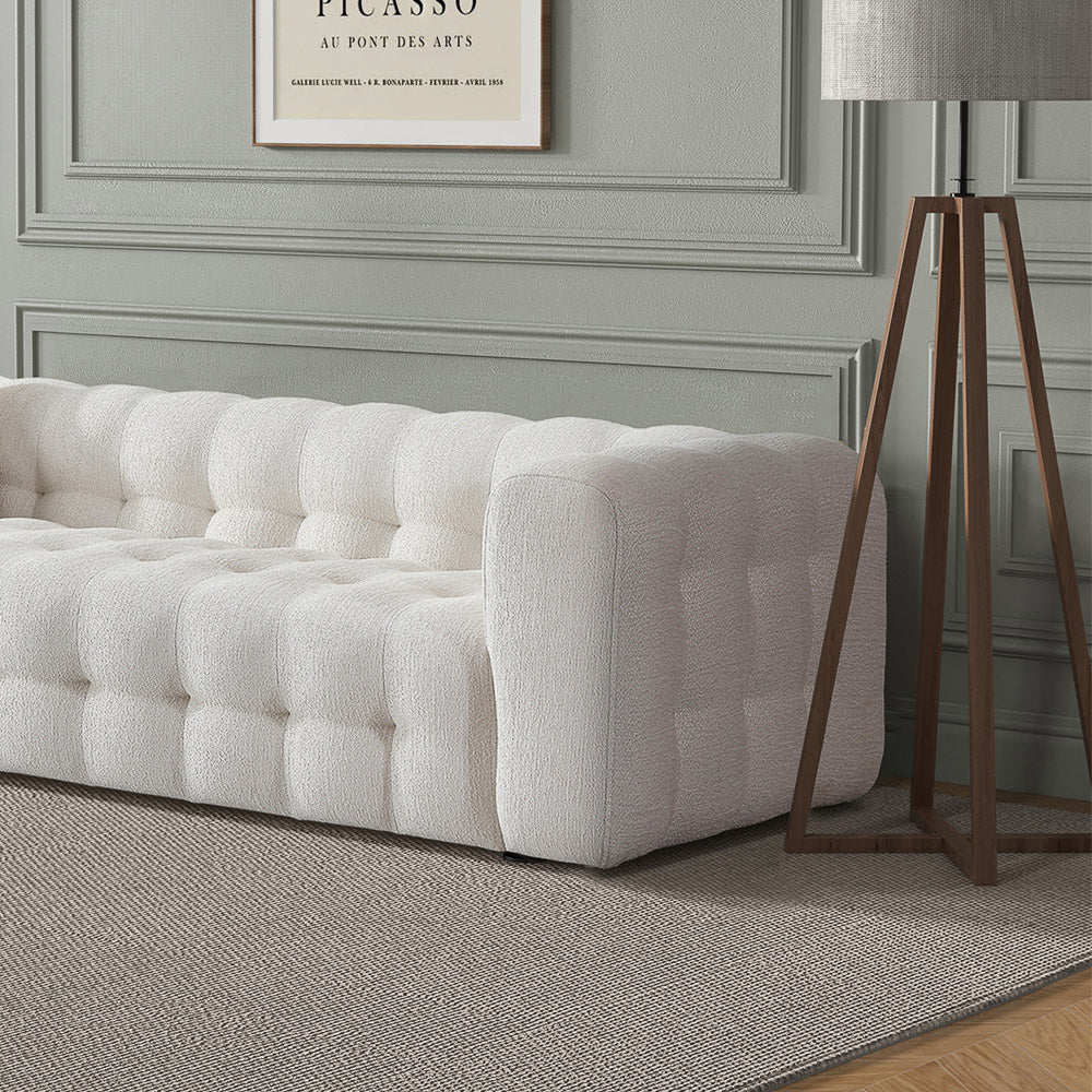 Marceille Japandi Modern Tufted Cream Boucle 3-Seater Sofa | MidinMod