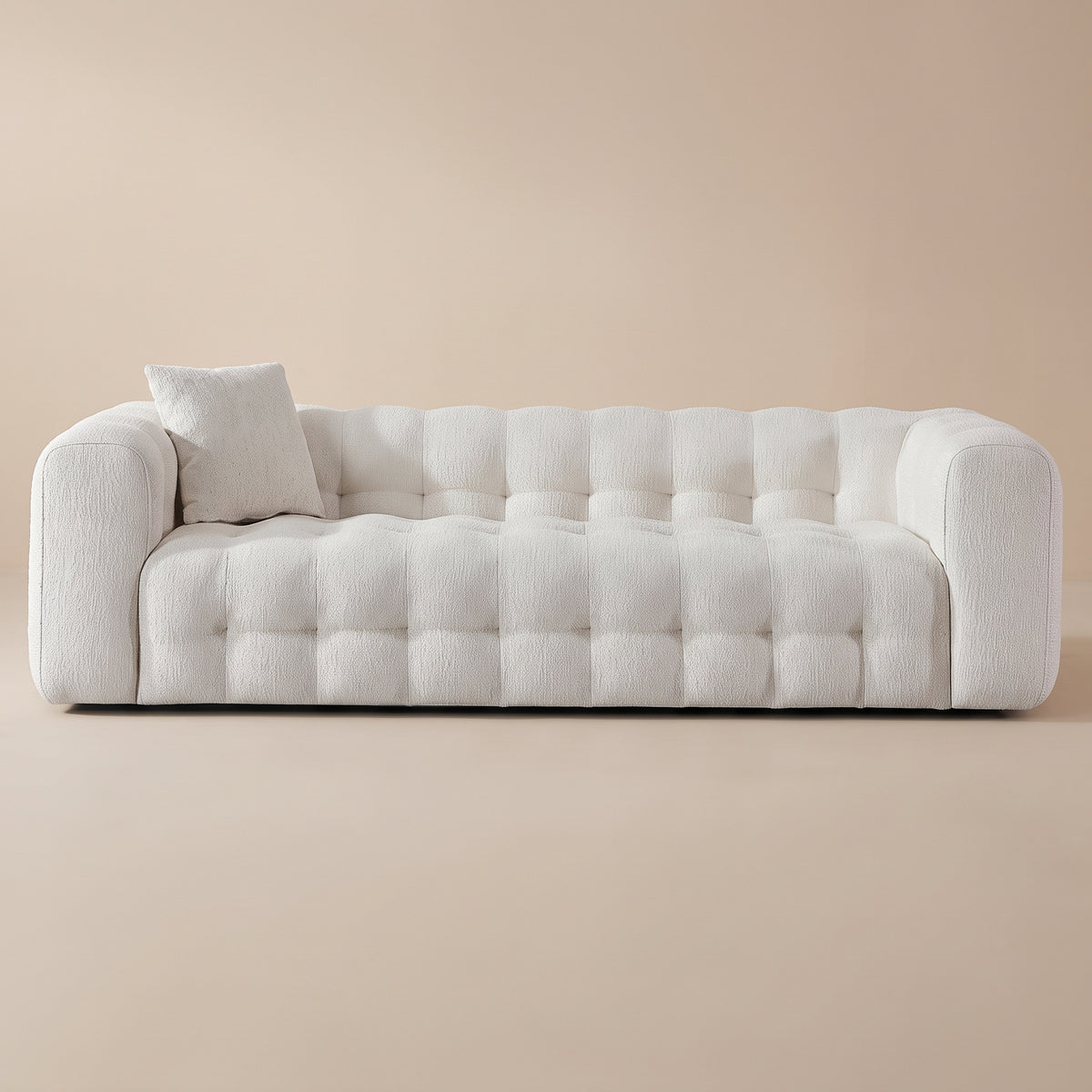 Marceille Japandi Modern Tufted Cream Boucle 3-Seater Sofa | MidinMod