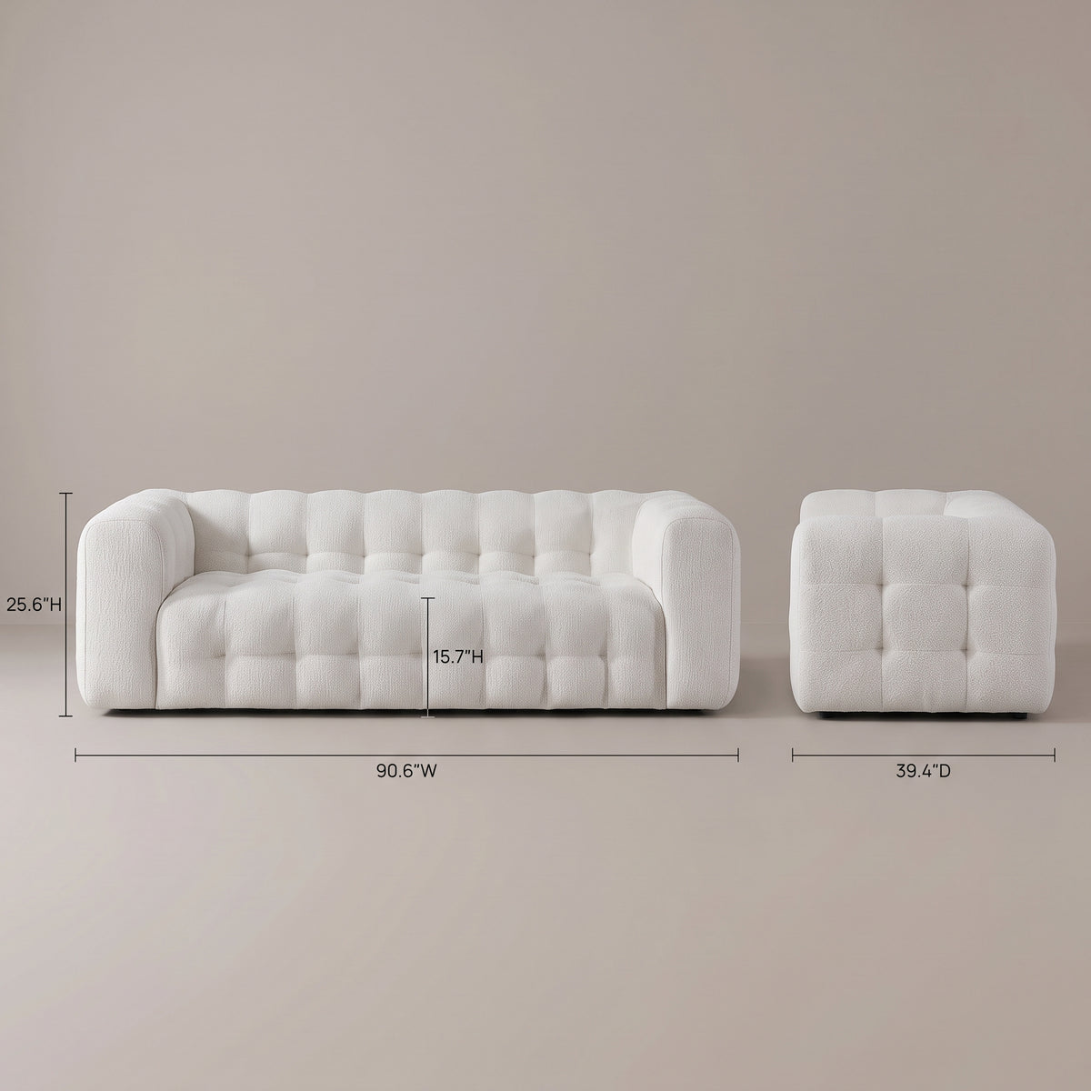 Marceille Japandi Modern Tufted Dark Gray Boucle 3-Seater Sofa | MidinMod